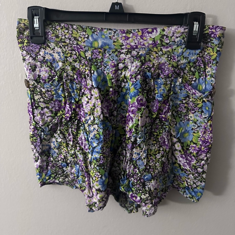Free People Floral Women's Shorts - Purple, Blue, Green